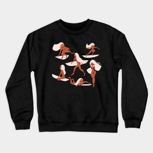 Surfer Girls Crewneck Sweatshirt by ludivinejosephine